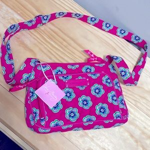 NWT Vera Bradley Little Hipster Pink Swirl Flowers Breast Cancer Awareness Purse